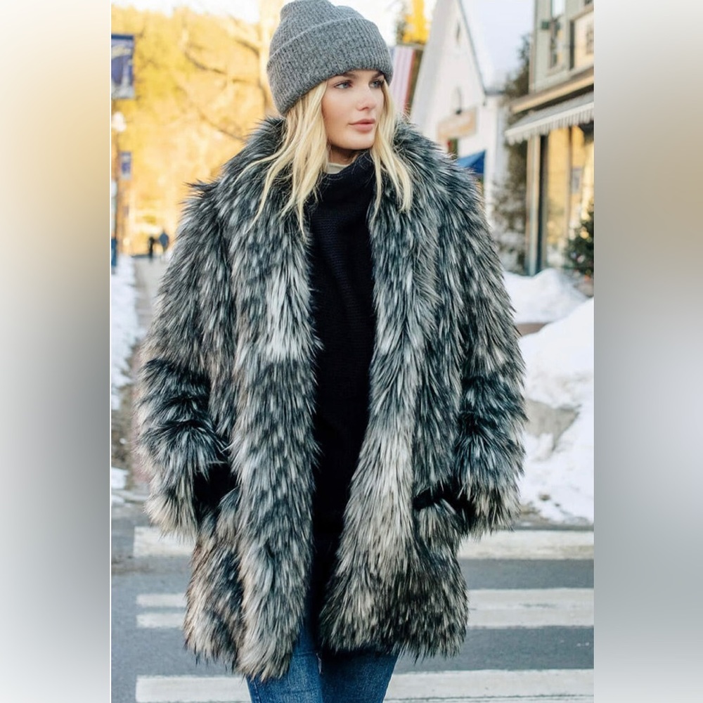 DONNA SLAYERS FABULOUS FURS Smokey Fox Faux Fur Coat SZ XL NWT